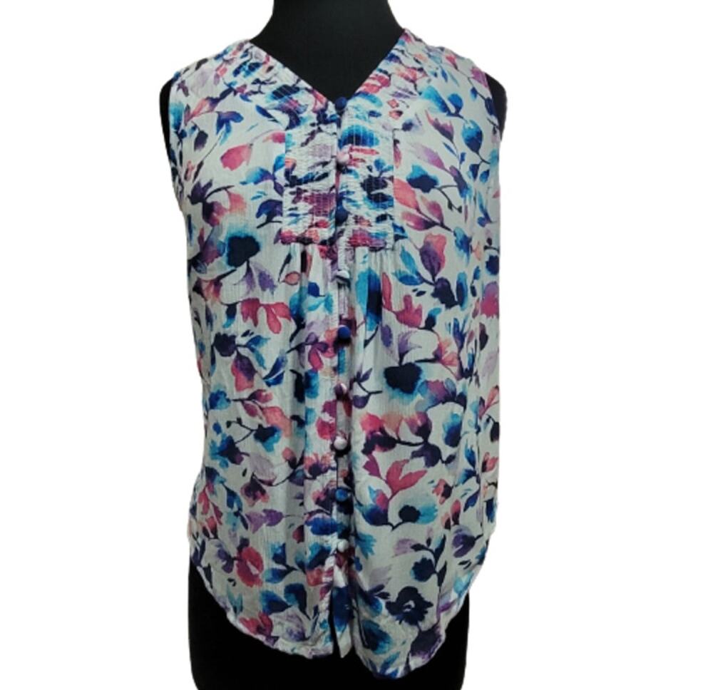 Floral Sleeveless Blouse Size Small